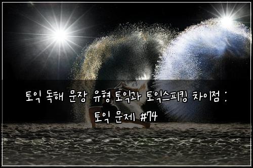 토익 독해 문장 유형 토익과 토익스피킹 차이점 : 토익 문제 #74