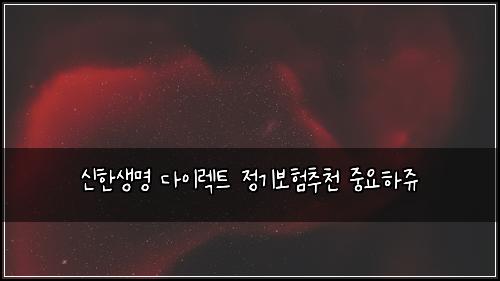 신한생명 다이렉트 정기보험추천 중요하쥬