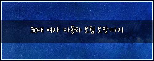 30대 여자 자동차 보험 보장까지 