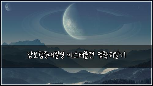 암보험중대질병 마스터플랜 정확히알기