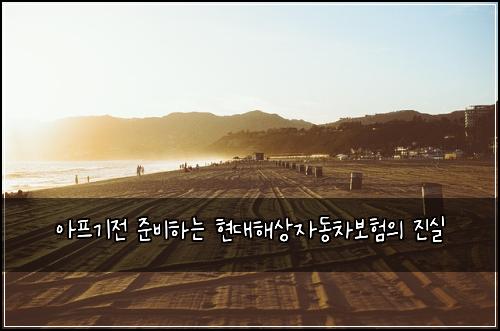 아프기전 준비하는 현대해상자동차보험의 진실