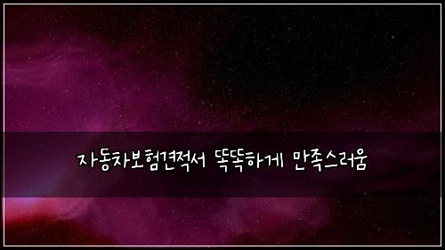 자동차보험견적서 똑똑하게 만족스러움