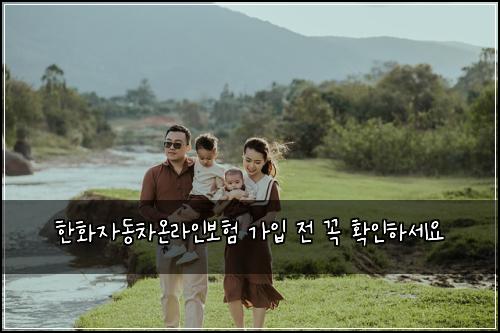 한화자동차온라인보험 가입 전 꼭 확인하세요