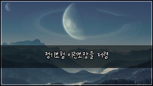 정기보험 이런보장을  저렴
