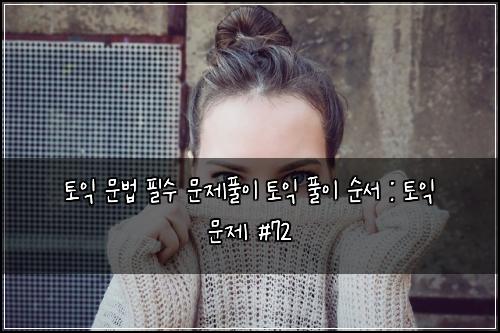 토익 문법 필수 문제풀이 토익 풀이 순서 : 토익 문제 #72