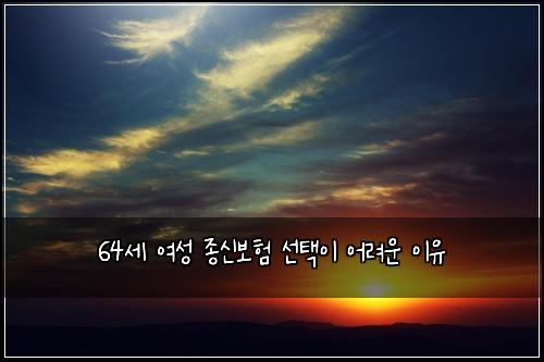 64세 여성 종신보험 선택이 어려운 이유