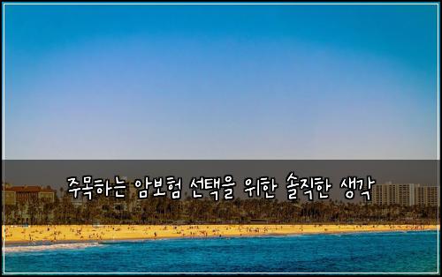 주목하는 암보험 선택을 위한 솔직한 생각