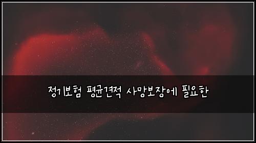 정기보험 평균견적  사망보장에 필요한