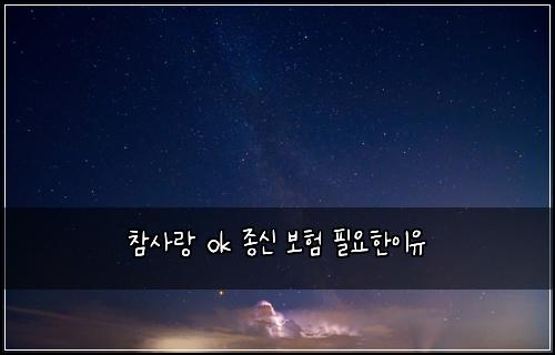참사랑 ok 종신 보험 필요한이유 