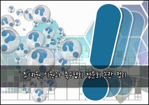조계원 의원과 축구협회 청문회 논란 정리
