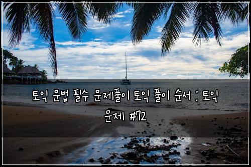 토익 문법 필수 문제풀이 토익 풀이 순서 : 토익 문제 #72