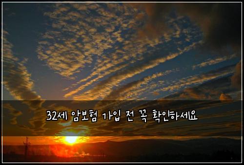 32세 암보험 가입 전 꼭 확인하세요